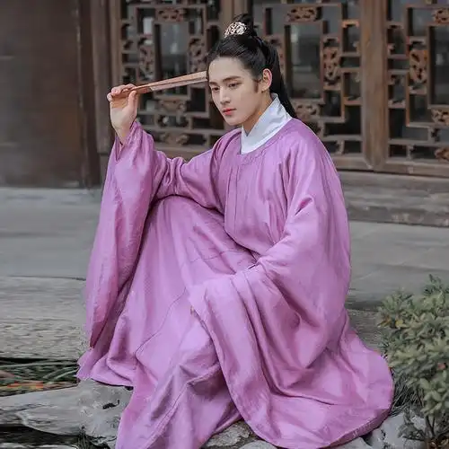 汉唐烟云 原创道袍正品汉服天竺丝麻明制圆领袍男女通用春夏