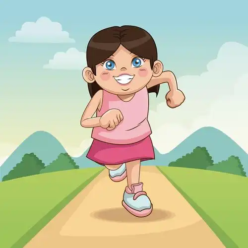 奔跑的卡通女孩