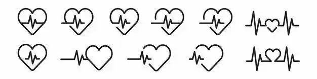 各种心电图心形线条图案6835082矢量图片免抠素材
