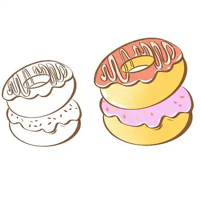 彩色甜甜圈橙子片巧克力夹心蛋糕圆形png素简笔画甜品