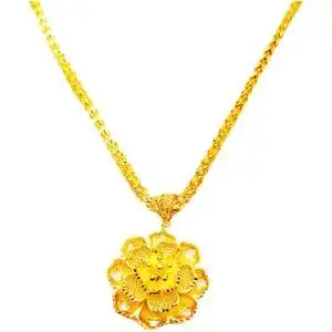 老凤祥和24k越南沙金999黄金凤尾女项链粗大花吊坠不掉色婚庆首饰