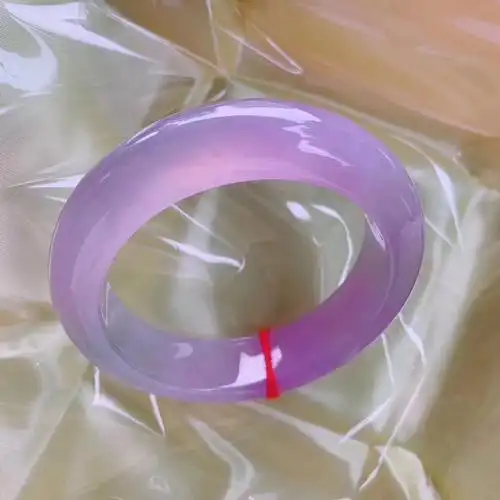 翡翠手镯冰种紫罗兰玉镯缅甸老坑原石春彩冰糯种紫色少女款送长辈