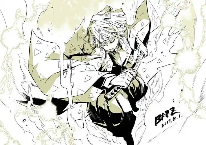 雷の呼吸 壱ノ型 霹雳一闪|barz的鬼灭之刃壁纸插画图片