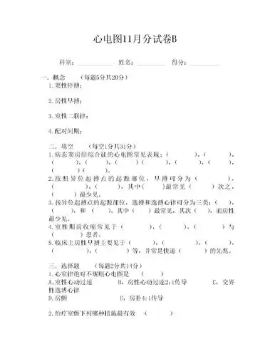 心电图11试卷b及答案.doc