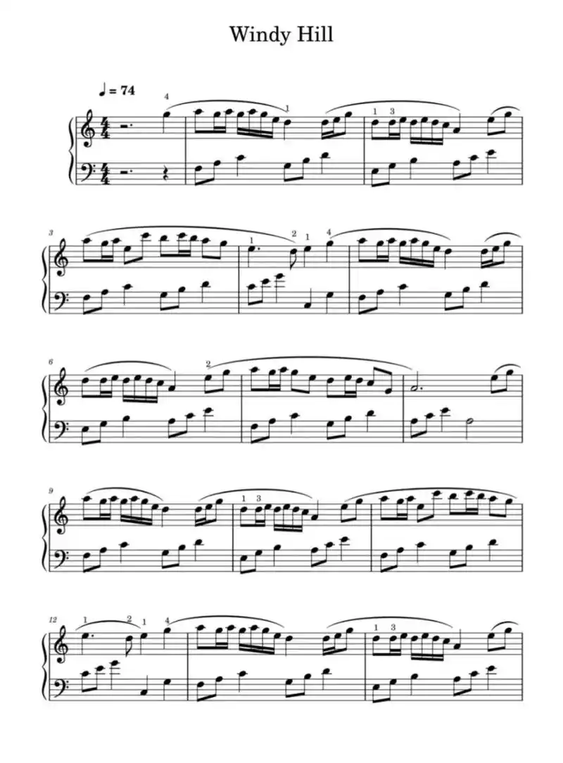 windyhill钢琴 #曲谱分享 #五线谱 #钢琴谱分享 - 抖音