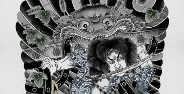 一组超级好看的日式老传统纹身手稿,张顺破水门