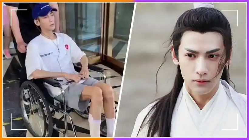 罗云熙坐轮椅现身,身材暴瘦惹担忧,疑似因拍戏滑倒受伤