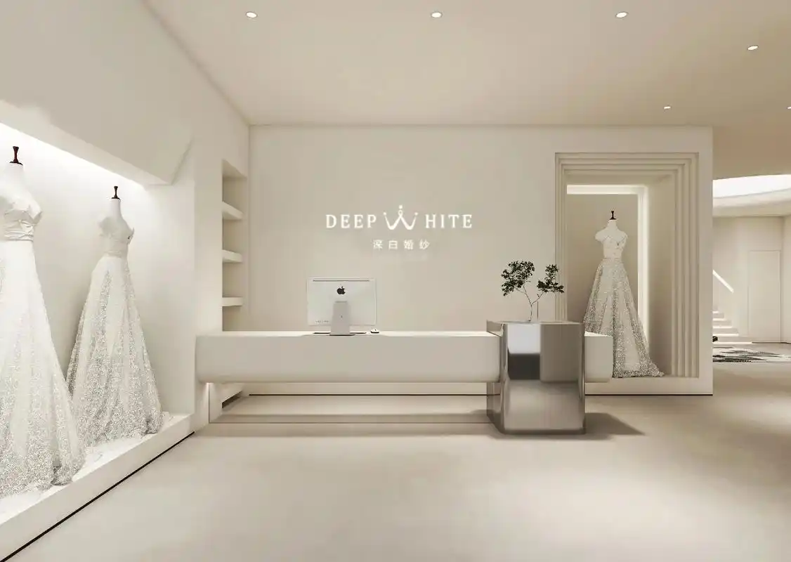 婚纱店设计.在同一空间结构中,线条分明的框线,沉稳的水泥柱, - 抖音