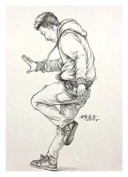 16张人物速写临摹素材单人速写人物范画图集