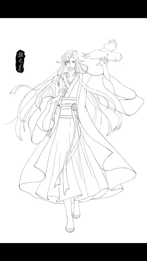 魔道祖师-在网上看到彩图很喜欢,跟着撸了一遍线稿-忘羡"一家四口"