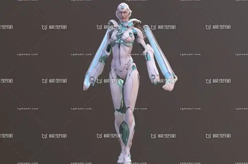 精致 未来 科幻 机器人 女飞行机器人 机械 机甲 铠甲 pbr 带动作