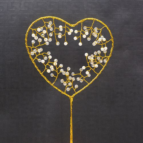 烘焙蛋糕装饰手工爱心水晶珍珠心型仙女棒生日派对甜品台情景插件